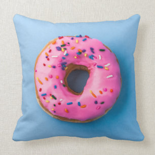 Coussin design moderne bleu et rose beige