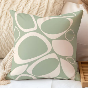 Coussin Design moderne Design Vert Sage Crème Motif Abstra