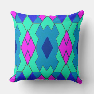 Coussin Design motif géométrique multicolore dynamique