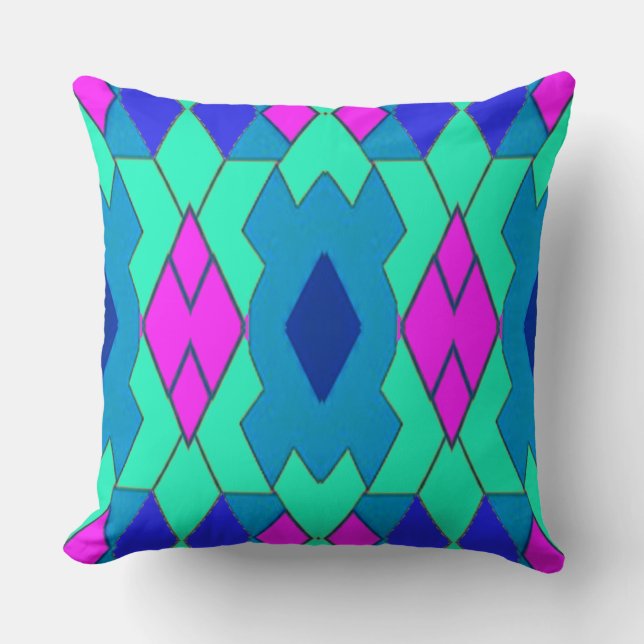 Coussin Design motif géométrique multicolore dynamique (Recto)