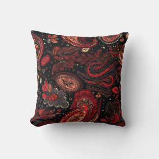 Coussin Design Motif gras et magnifique Red Paisley
