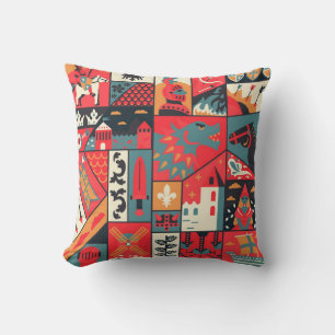 Coussin Design motif médiéval sans soudure. Texti de décor