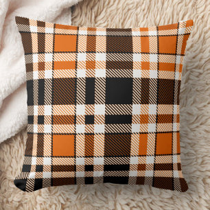 Coussin Design Motif orange noir blanc flanelle tatan