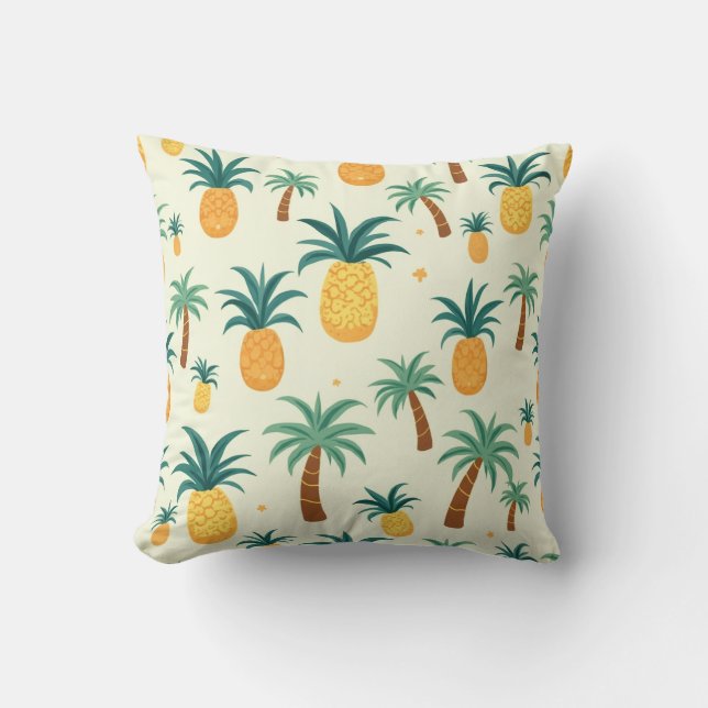 Coussin design motif pour ananas et palmiers (Recto)