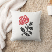 Coussin Design original de fleur à point croisé | Rose rou (Couverture)