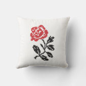 Coussin Design original de fleur à point croisé | Rose rou (Verso)
