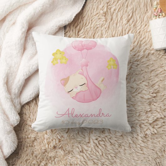 Coussin Design personnalisé Cute Kitten et Ballons (Couverture)