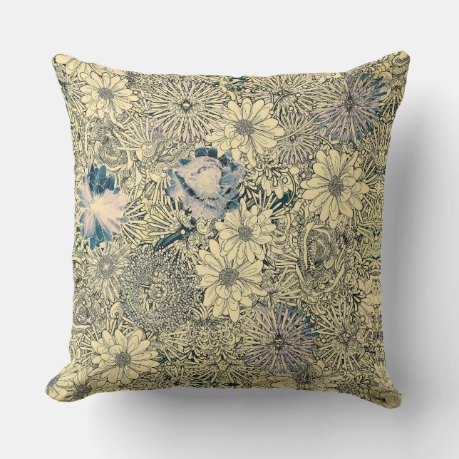 Coussin Design rétro avec fleurs (Recto)