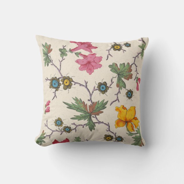 Coussin Design textile floral coloré (Recto)
