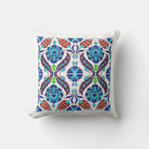 Coussin Design turc en couleur bleue avec tulipes