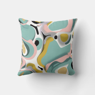 Coussin Design Turquoise, rose et blanc Abstrait