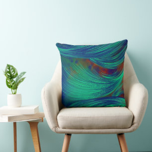 Coussin Design vert Abstrait Plumes décoratives