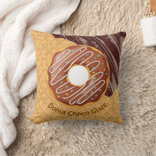 Coussin Dessert,Donut Choco Glaçage, Chocolat Fondu