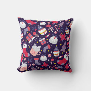 Coussin desserts de Noël, motif étoilé vintage.