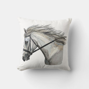 Coussin Dessin à la main d'un cheval avec une bride