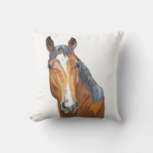 Coussin Dessin à la main d'un cheval bai