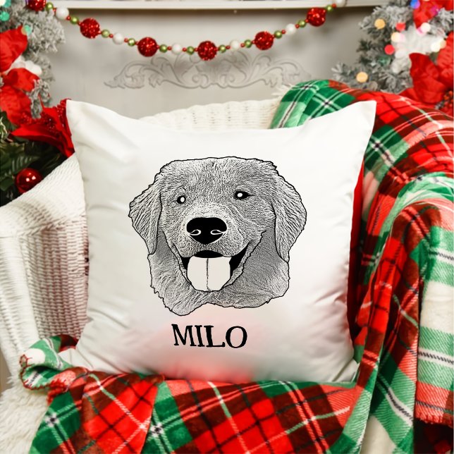 Coussin Dessin à main personnalisé pour chien d'or (Créateur téléchargé)
