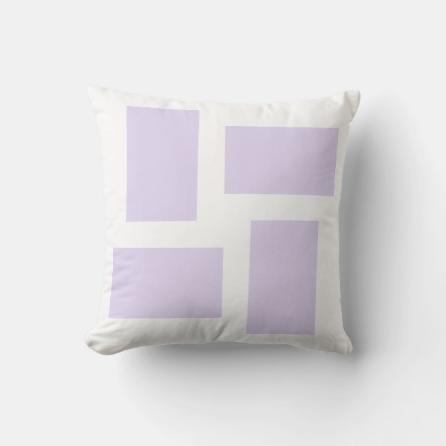 Coussin Dessin Abstrait Blanc Doux et Lilas Violet (Recto)