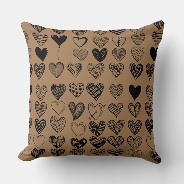 Coussin Dessin adorable de Black Heart Scribble (Recto)