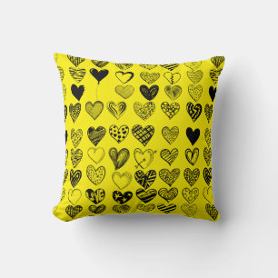 Coussin Dessin adorable de Black Heart Scribble
