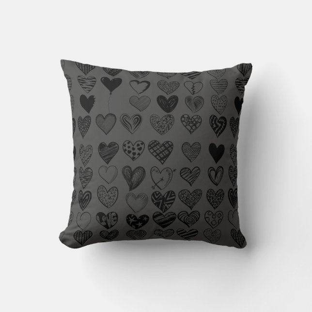 Coussin Dessin adorable de Black Heart Scribble (Recto)