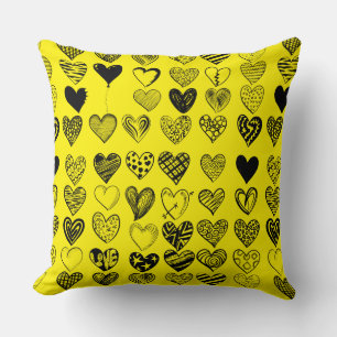 Coussin Dessin adorable de Black Heart Scribble