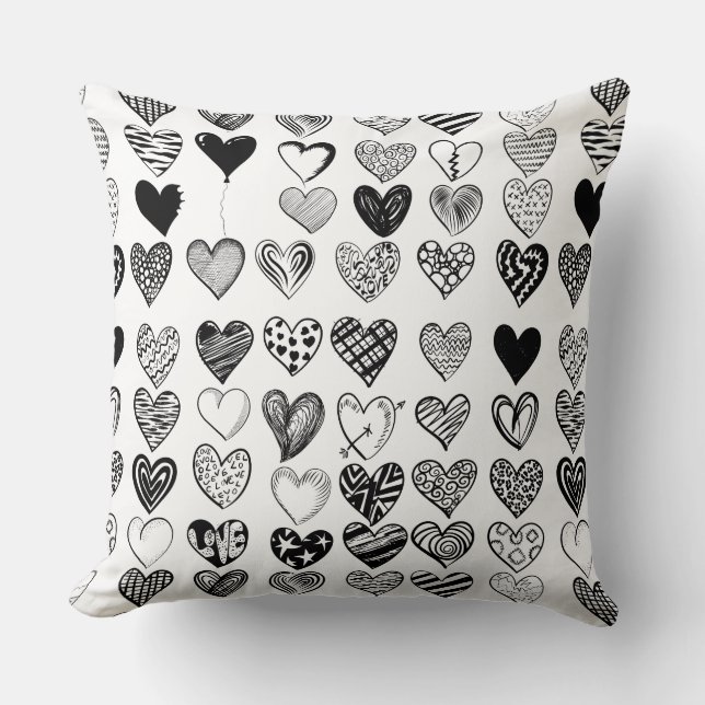 Coussin Dessin adorable de Black Heart Scribble (Recto)
