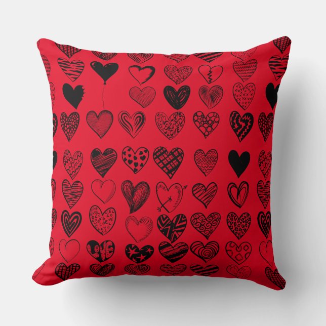 Coussin Dessin adorable de Black Heart Scribble (Recto)