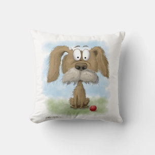 Coussin Dessin animé adorable d'un chien dépenaillé avec u
