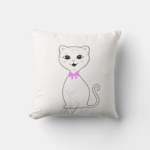 Coussin Dessin animé de chat blanc intelligent mignon