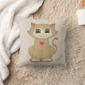 Coussin Dessin animé de chaton mignon sur fond beige (Couverture)