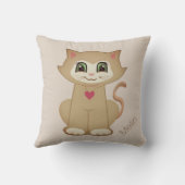 Coussin Dessin animé de chaton mignon sur fond beige (Verso)