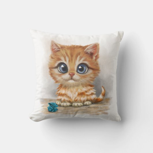 Coussin Dessin animé de chaton orange (Recto)