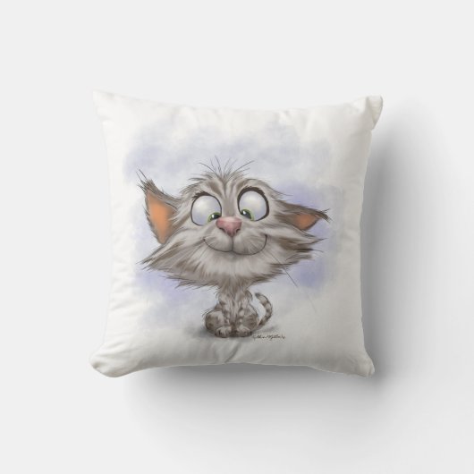 Coussin Dessin animé de chaton tabby amusant (Recto)