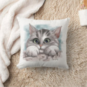 Coussin Dessin animé de chaton tabby gris adorable (Couverture)