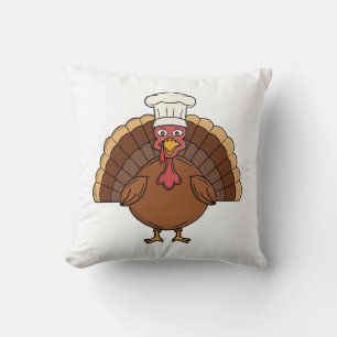 Coussin Dessin animé de dinde de chef pour Thanksgiving
