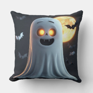 Coussin Dessin animé de fantôme effrayant avec chauves-sou