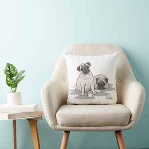 Coussin Dessin animé de groupe de pug