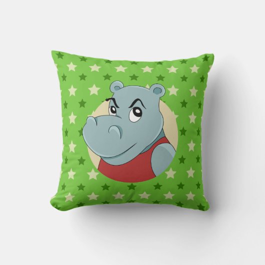 Coussin Dessin animé d'hippopotame mignon (Recto)