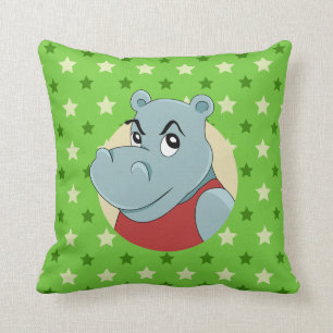 Coussin Dessin animé d'hippopotame mignon