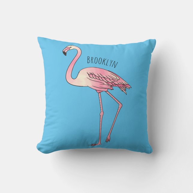 Coussin dessin animé d'oiseau Flamant rose (Recto)