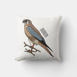 Coussin dessin animé d'oiseau-kestrel américain
