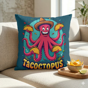 Coussin Dessin Animé Drôle de Pieuvre Taco Jeu de Mots sur