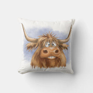 Coussin Dessin animé drôle de vache des Highlands