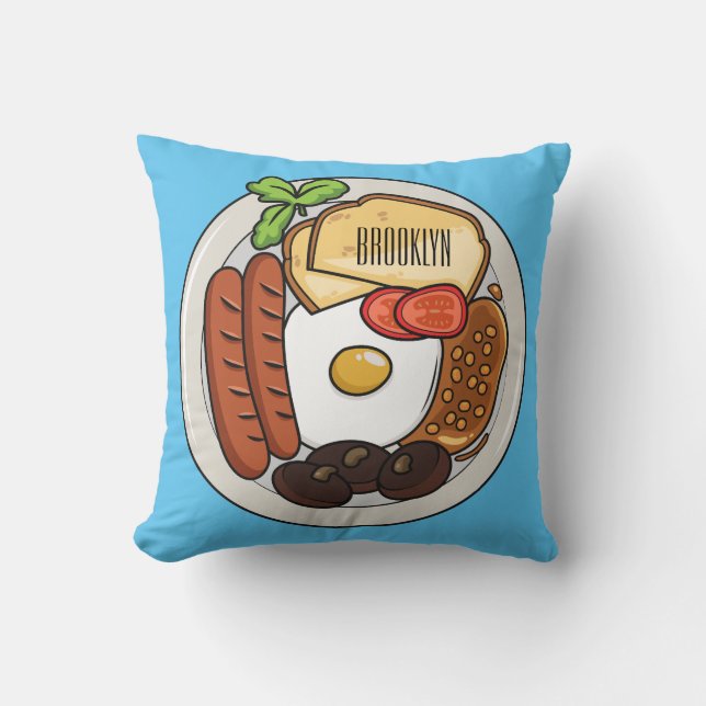 Coussin dessin animé du petit-déjeuner anglais (Recto)