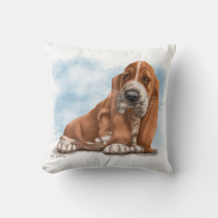 Coussin Dessin animé d'un adorable chiot Basset