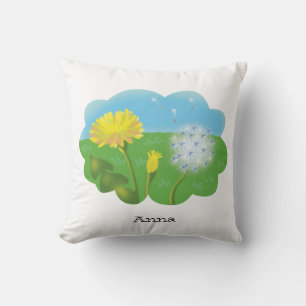 Coussin dessin animé fleurs personnalisées dans la prairie