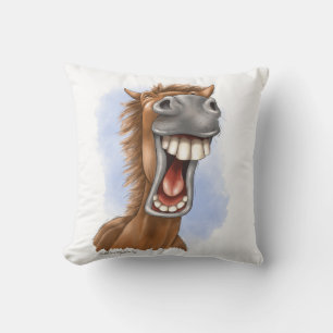 Coussin Dessin animé hilarant d'un cheval riant
