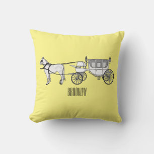 Coussin dessin animé mariage cheval & calèche