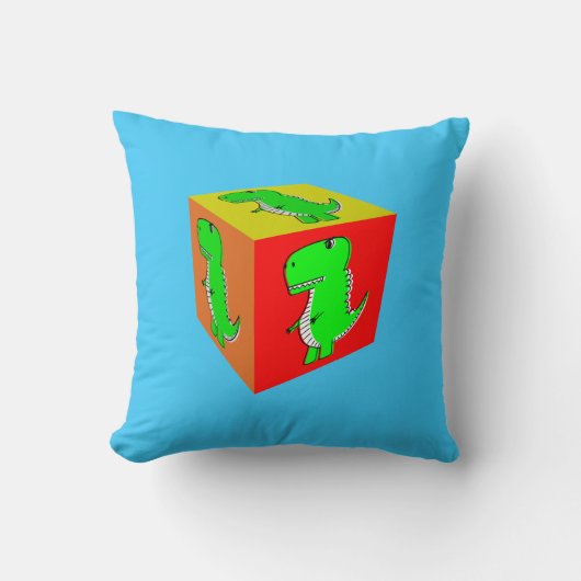 Coussin Dessin animé mignon Dino Cube Art (Recto)